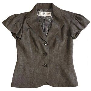 Trina Turk Short Ruffle Cap Sleeve Blazer Jacket Size 2